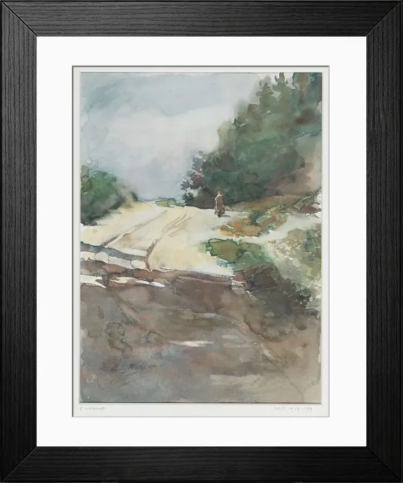 Framed Print : Sandy road through wooded landscape, 1864-1897. Creator: Ernst Witkamp Framed Print : Sandy road through wooded landscape, 1864-1897. Creator: Ernst Witkamp