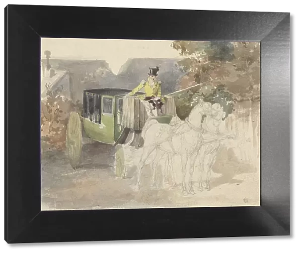 Carriage with two horses, 1810-1890. Creator: Eugene Louis Lami