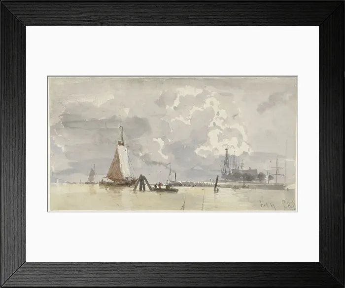 Framed Print : View of the IJ in Amsterdam, 1827-1892. Creator: Everhardus Koster Framed Print : View of the IJ in Amsterdam, 1827-1892. Creator: Everhardus Koster