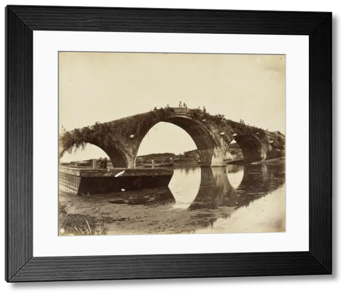 Framed Print : Three-arched Stone Bridge, S. China, 1860. Creator: Felice Beato
