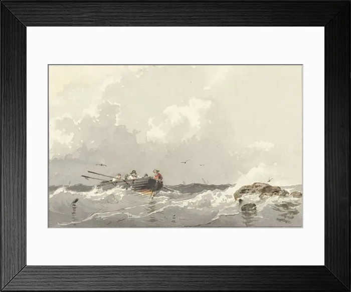 Framed Print : Rowing boat at sea, 1834-1872. Creator: Frans Arnold Breuhaus de Groot Framed Print : Rowing boat at sea, 1834-1872. Creator: Frans Arnold Breuhaus de Groot