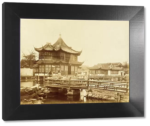 Footbridges and Elaborate Commercial Building, S. China, 1860. Creator: Felice Beato