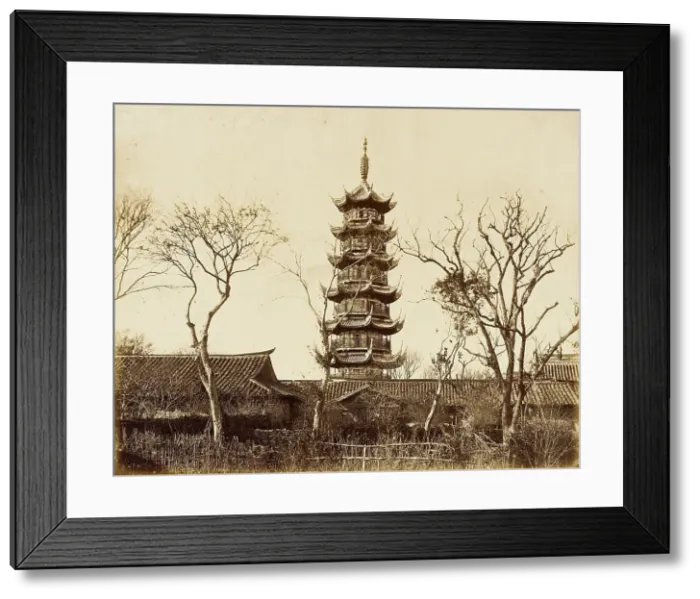Framed Print : Shanghai Pagoda, 1860. Creator: Felice Beato Framed Print : Shanghai Pagoda, 1860. Creator: Felice Beato