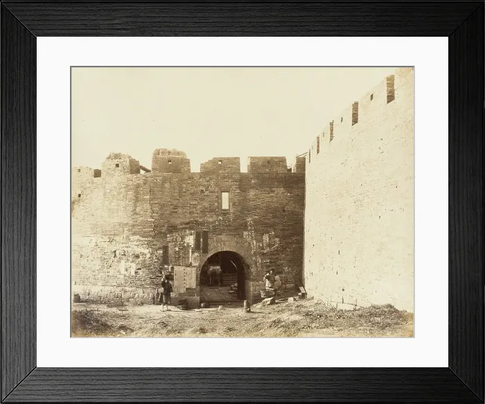 Framed Print : Courtyard with Fortified Walls and Figures, 1860. Creator: Felice Beato Framed Print : Courtyard with Fortified Walls and Figures, 1860. Creator: Felice Beato