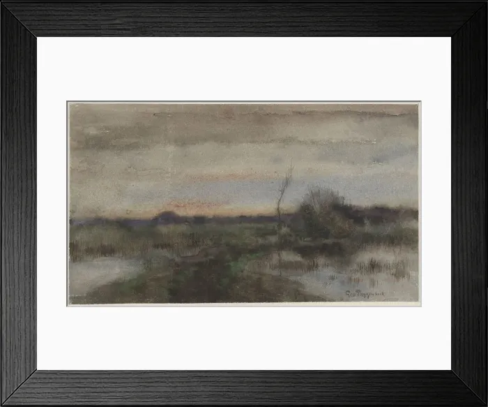 Framed Print : Swamp landscape with sunset, 1863-1903. Creator: George Poggenbeek Framed Print : Swamp landscape with sunset, 1863-1903. Creator: George Poggenbeek