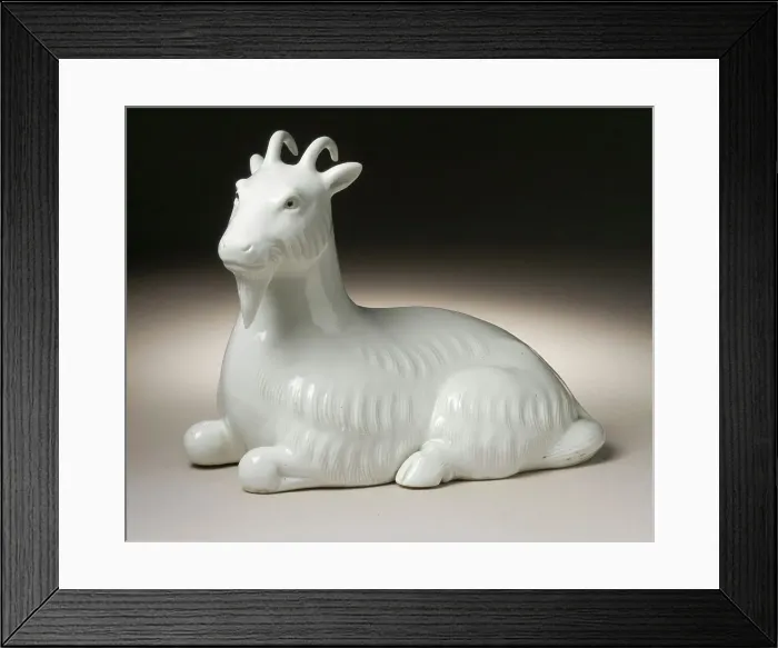 Framed Print : Reclining Goat, 19th century. Creator: Unknown Framed Print : Reclining Goat, 19th century. Creator: Unknown
