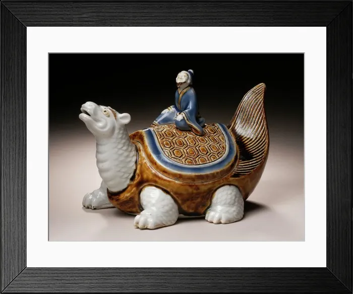 Framed Print : Box in the Form of Urashima Taro Riding on the Long-Tailed Turtle, 19th century. Creator: Unknown Framed Print : Box in the Form of Urashima Taro Riding on the Long-Tailed Turtle, 19th century. Creator: Unknown