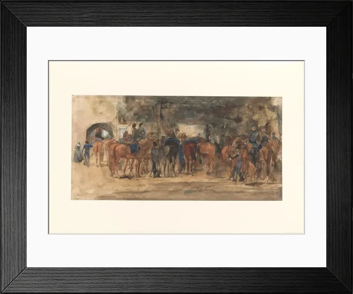 Framed Print : Resting cavalry on a square, 1880-1919. Creator: George Hendrik Breitner Framed Print : Resting cavalry on a square, 1880-1919. Creator: George Hendrik Breitner