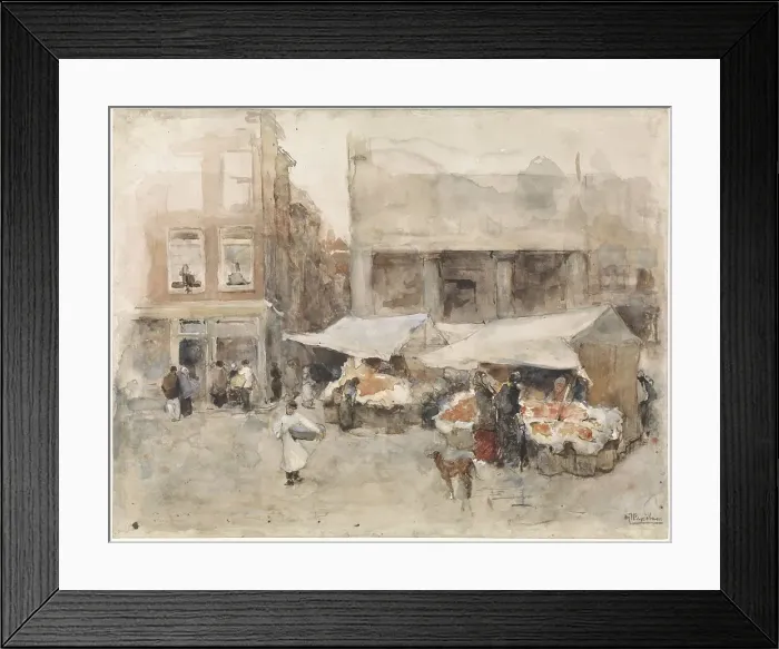 Framed Print : Market with flower stalls in Rotterdam, 1874-1925. Creators: George Hendrik Breitner, Floris Arntzenius Framed Print : Market with flower stalls in Rotterdam, 1874-1925. Creators: George Hendrik Breitner, Floris Arntzenius