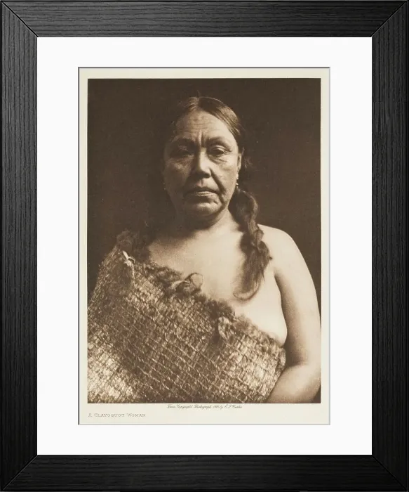 Framed Print : A Clayoguot Woman, 1915. Creator: Edward Sheriff Curtis Framed Print : A Clayoguot Woman, 1915. Creator: Edward Sheriff Curtis