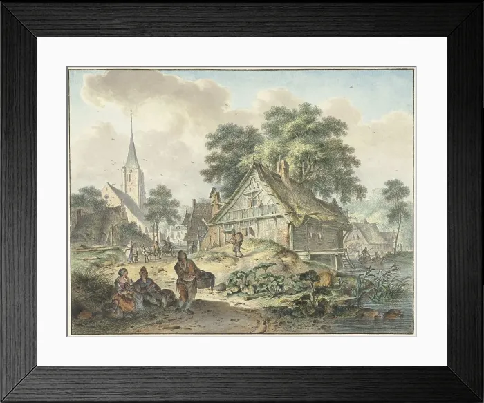 Framed Print : Dilapidated house and village church, 1777. Creator: Hendrik Meijer Framed Print : Dilapidated house and village church, 1777. Creator: Hendrik Meijer