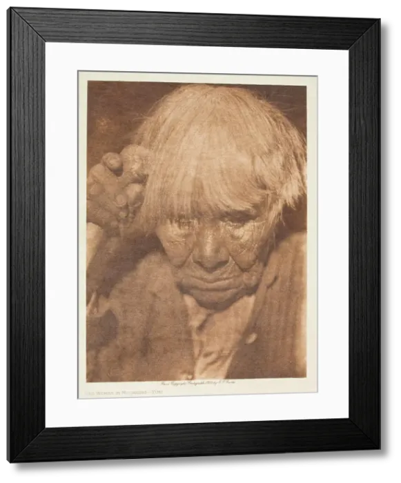 Framed Print : Old Woman Mourning-Yuki, 1924. Creator: Edward Sheriff Curtis Framed Print : Old Woman Mourning-Yuki, 1924. Creator: Edward Sheriff Curtis