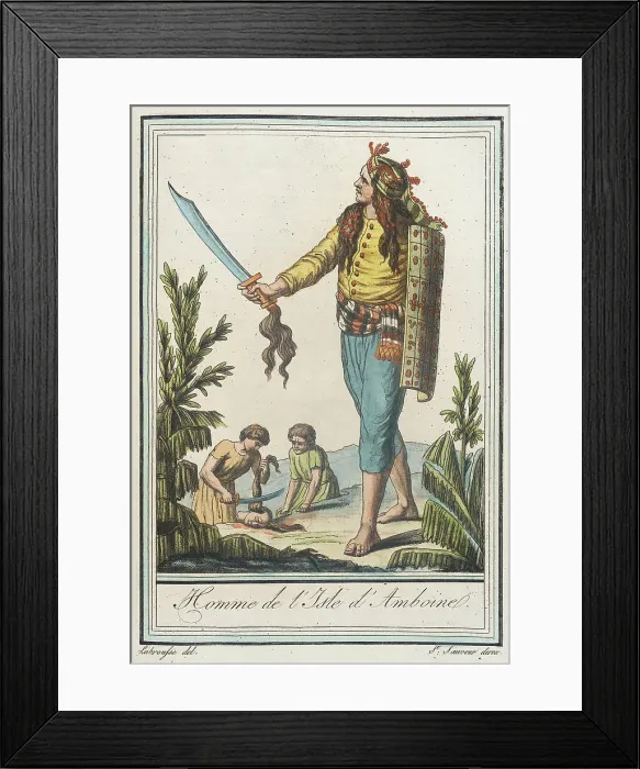 Framed Print : Costumes de Différents Pays, Homme de l'Isle d'Amboine, c1797. Creators: Jacques Grasset de Saint-Sauveur, LF Labrousse Framed Print : Costumes de Différents Pays, Homme de l'Isle d'Amboine, c1797. Creators: Jacques Grasset de Saint-Sauveur, LF Labrousse