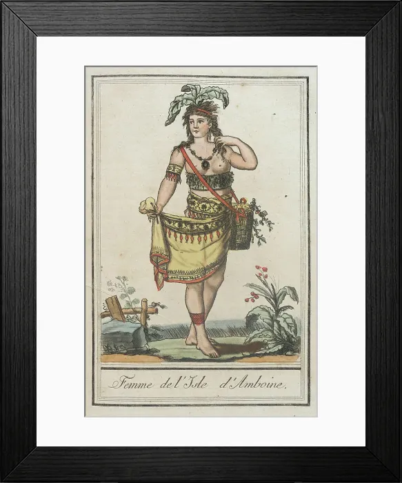 Framed Print : Costumes de Différents Pays, Femme de l'Isle d'Amboine, c1797. Creators: Jacques Grasset de Saint-Sauveur, LF Labrousse Framed Print : Costumes de Différents Pays, Femme de l'Isle d'Amboine, c1797. Creators: Jacques Grasset de Saint-Sauveur, LF Labrousse