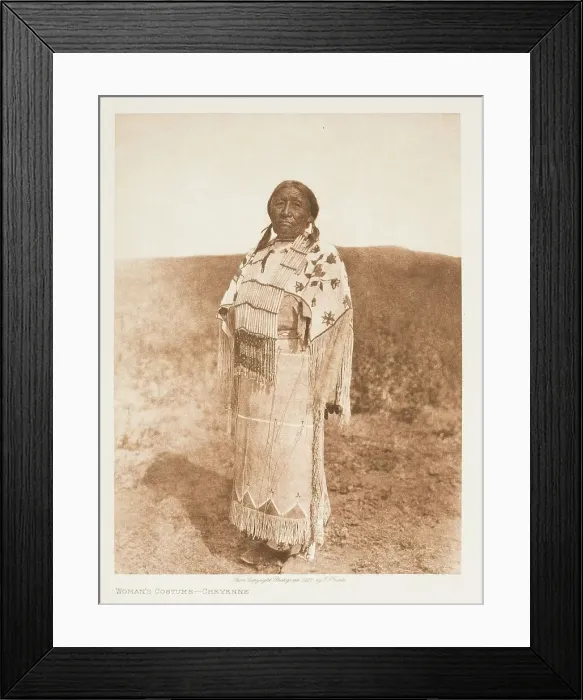 Framed Print : Woman's Costume-Cheyenne, 1927. Creator: Edward Sheriff Curtis