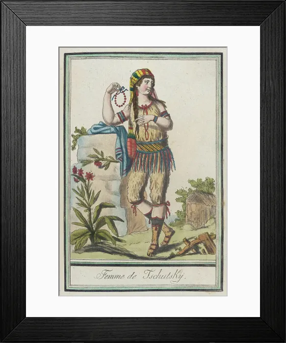Framed Print : Costumes de Différent Pays, Femme de Tschutsky, c1797. Creators: Jacques Grasset de Saint-Sauveur, LF Labrousse Framed Print : Costumes de Différent Pays, Femme de Tschutsky, c1797. Creators: Jacques Grasset de Saint-Sauveur, LF Labrousse