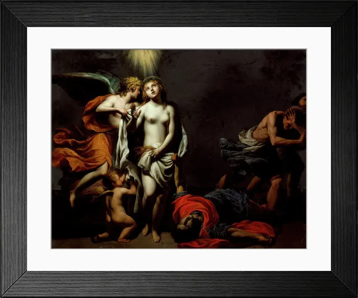Framed Print : Saint Agnes Protected by an Angel, c1620. Creator: Alessandro Turchi Framed Print : Saint Agnes Protected by an Angel, c1620. Creator: Alessandro Turchi