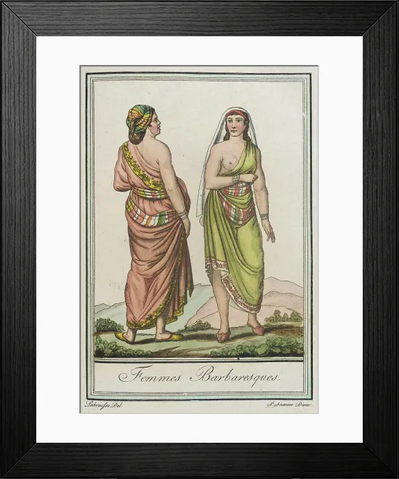 Framed Print : Costumes de Différents Pays, Femmes Barbaresques, c1797. Creators: Jacques Grasset de Saint-Sauveur, LF Labrousse
