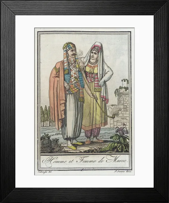 Framed Print : Costumes de Différents Pays, Homme et Femme de Maroc, c1797. Creators: Jacques Grasset de Saint-Sauveur, LF Labrousse Framed Print : Costumes de Différents Pays, Homme et Femme de Maroc, c1797. Creators: Jacques Grasset de Saint-Sauveur, LF Labrousse