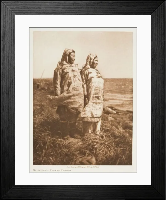 Framed Print : Waterproof Parkas, Nunivak, 1928. Creator: Edward Sheriff Curtis Framed Print : Waterproof Parkas, Nunivak, 1928. Creator: Edward Sheriff Curtis