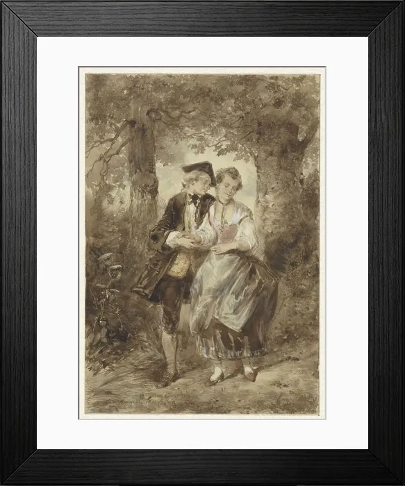 Framed Print : In love couple in the forest, 1832-1891. Creator: Herman Frederik Carel Ten Kate Framed Print : In love couple in the forest, 1832-1891. Creator: Herman Frederik Carel Ten Kate