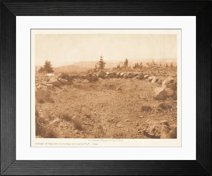 Framed Print : Shrine of Yellow Cloud Man on Tsikumu-Tewa, 1925. Creator: Edward Sheriff Curtis Framed Print : Shrine of Yellow Cloud Man on Tsikumu-Tewa, 1925. Creator: Edward Sheriff Curtis