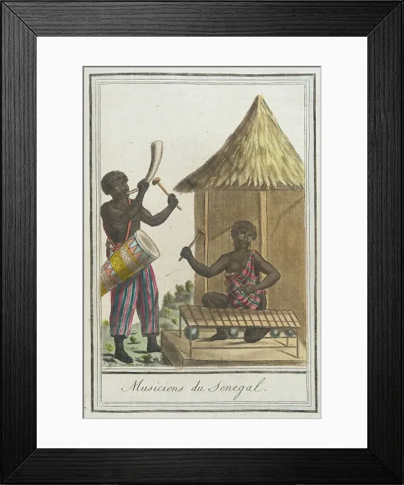 Framed Print : Costumes de Différents Pays, Musiciens du Senegal, c1797. Creators: Jacques Grasset de Saint-Sauveur, LF Labrousse Framed Print : Costumes de Différents Pays, Musiciens du Senegal, c1797. Creators: Jacques Grasset de Saint-Sauveur, LF Labrousse
