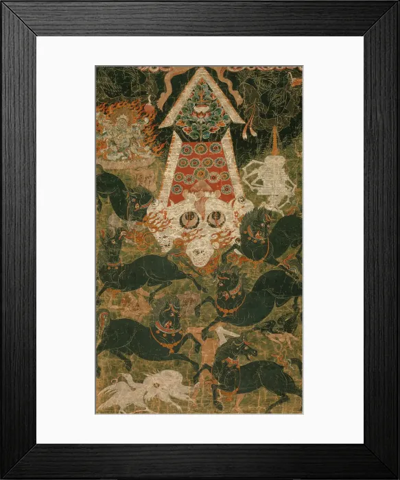 Framed Print : Offerings to Mahakala, early 18th century. Creator: Anon Framed Print : Offerings to Mahakala, early 18th century. Creator: Anon