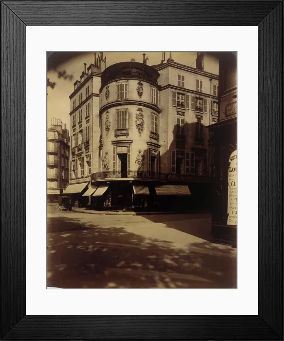 Framed Print : Maison coin Boulevard de la Madeleine et rue de Caumartin, disparu ou modifié, 1906. Creator: Eugene Atget Framed Print : Maison coin Boulevard de la Madeleine et rue de Caumartin, disparu ou modifié, 1906. Creator: Eugene Atget