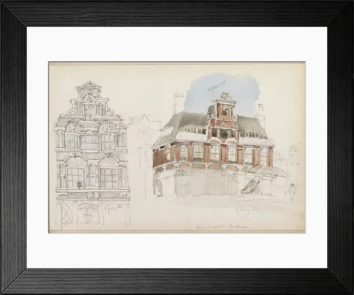 Framed Print : Buildings on the Nieuwmarkt in Amsterdam, 1866. Creator: Isaac Gosschalk Framed Print : Buildings on the Nieuwmarkt in Amsterdam, 1866. Creator: Isaac Gosschalk