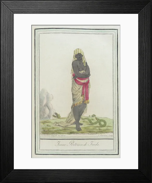 Framed Print : Costumes de Différents Pays, Jeune Pretresse de Juida, c1797. Creators: Jacques Grasset de Saint-Sauveur, LF Labrousse Framed Print : Costumes de Différents Pays, Jeune Pretresse de Juida, c1797. Creators: Jacques Grasset de Saint-Sauveur, LF Labrousse