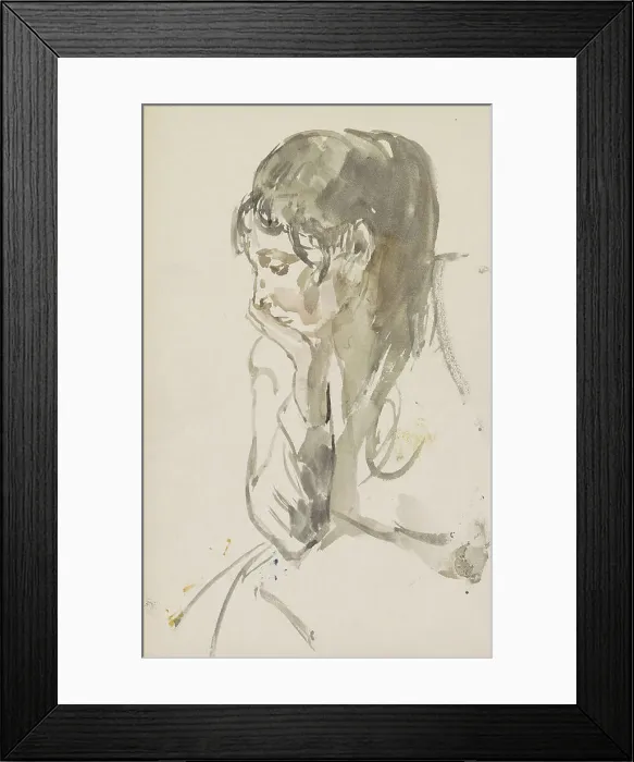 Framed Print : Seated woman with one hand under her chin, 1875-1934. Creator: Isaac Lazerus Israels Framed Print : Seated woman with one hand under her chin, 1875-1934. Creator: Isaac Lazerus Israels