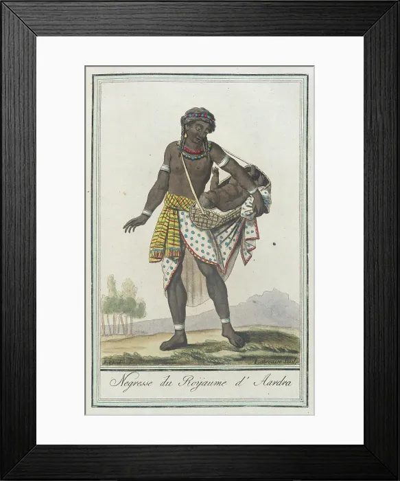 Framed Print : Costumes de Différents Pays, Negresse du Roÿaume d'Aardra, c1797. Creators: Jacques Grasset de Saint-Sauveur, LF Labrousse Framed Print : Costumes de Différents Pays, Negresse du Roÿaume d'Aardra, c1797. Creators: Jacques Grasset de Saint-Sauveur, LF Labrousse