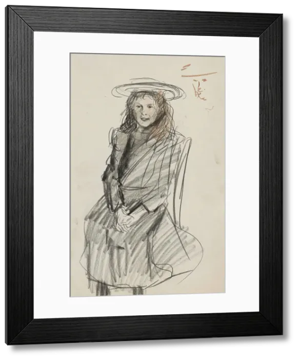 Framed Print : Girl with hat, 1875-1934. Creator: Isaac Lazerus Israels Framed Print : Girl with hat, 1875-1934. Creator: Isaac Lazerus Israels