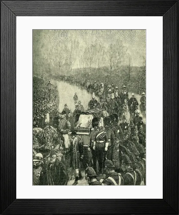 Framed Print : The Queen's Funeral: The Procession Passing Through Hyde Park, c1900. Creator: Unknown Framed Print : The Queen's Funeral: The Procession Passing Through Hyde Park, c1900. Creator: Unknown