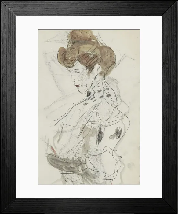 Framed Print : Woman looking down, 1875-1934. Creator: Isaac Lazerus Israels Framed Print : Woman looking down, 1875-1934. Creator: Isaac Lazerus Israels