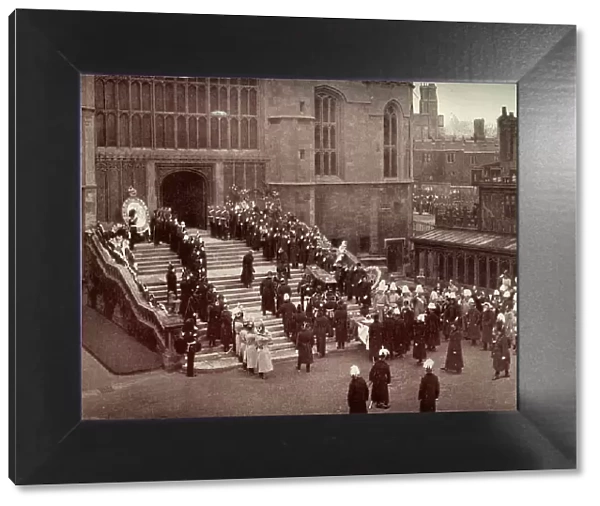 The Funeral of Queen Victoria: Carrying The Coffin Into St. George's Chapel, Windsor, c1900. Creator: Russell & Sons. The Funeral of Queen Victoria: Carrying The Coffin Into St. George's Chapel, Windsor, c1900. Creator: Russell & Sons