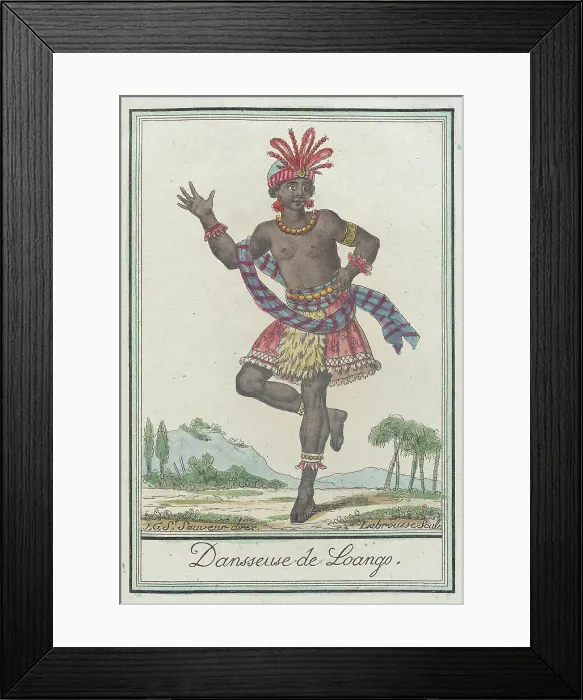 Framed Print : Costumes de Differents Pays, Dansseuse de Loango, c1797. Creators: Jacques Grasset de Saint-Sauveur, LF Labrousse Framed Print : Costumes de Differents Pays, Dansseuse de Loango, c1797. Creators: Jacques Grasset de Saint-Sauveur, LF Labrousse