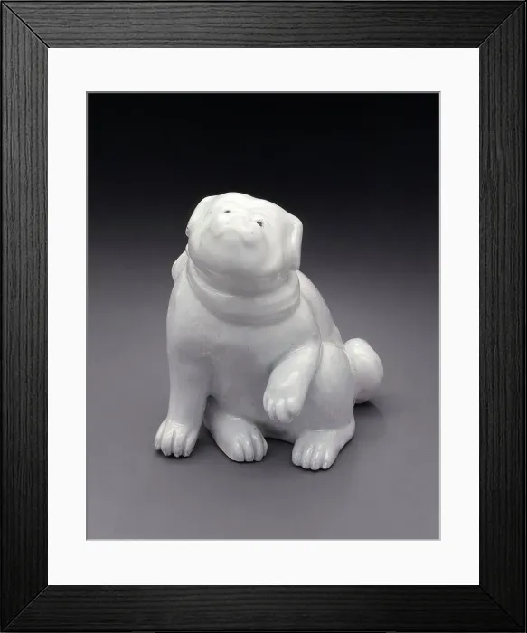 Framed Print : Puppy with Cloth Collar, Late 19th century. Creator: Unknown Framed Print : Puppy with Cloth Collar, Late 19th century. Creator: Unknown