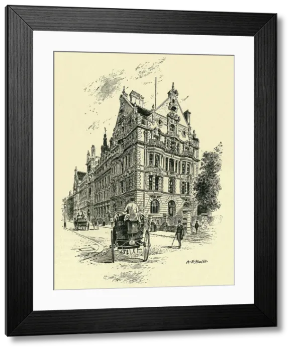 Framed Print : The National Telephone Office, Near the Victoria Embankment, c1900. Creator: A.E. Huitt Framed Print : The National Telephone Office, Near the Victoria Embankment, c1900. Creator: A.E. Huitt