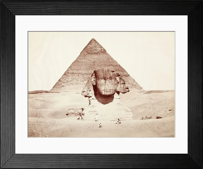 Framed Print : Untitled (Sphinx and Pyramid), c.1860. Creator: Felice Beato Framed Print : Untitled (Sphinx and Pyramid), c.1860. Creator: Felice Beato