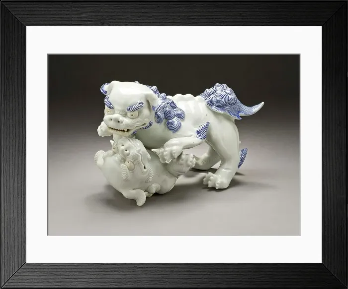 Framed Print : Wrestling Chinese Lions, Late 19th century. Creator: Unknown Framed Print : Wrestling Chinese Lions, Late 19th century. Creator: Unknown