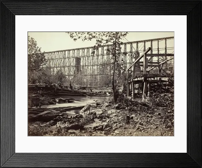 Framed Print : Trestle Bridge At Whiteside, Printed 1866. Creator: George N. Barnard