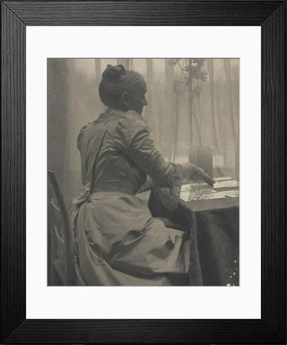 Framed Print : Woman Playing Solitaire, c.1910. Creator: Gertrude Kasebier Framed Print : Woman Playing Solitaire, c.1910. Creator: Gertrude Kasebier