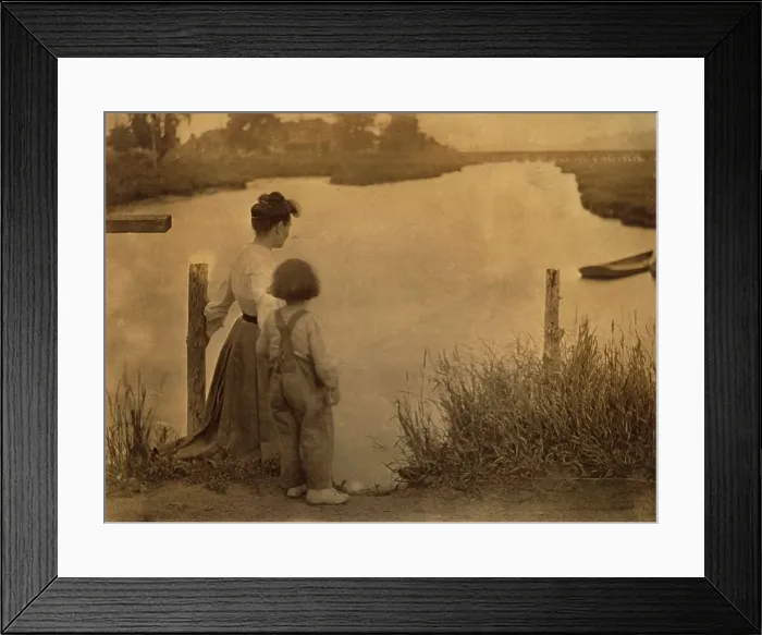 Framed Print : Woman and Child by a River, c.1910. Creator: Gertrude Kasebier Framed Print : Woman and Child by a River, c.1910. Creator: Gertrude Kasebier