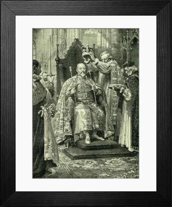 Framed Print : The Archbishop of Canterbury Crowning The King, 1902, (c1900). Creator: Unknown Framed Print : The Archbishop of Canterbury Crowning The King, 1902, (c1900). Creator: Unknown