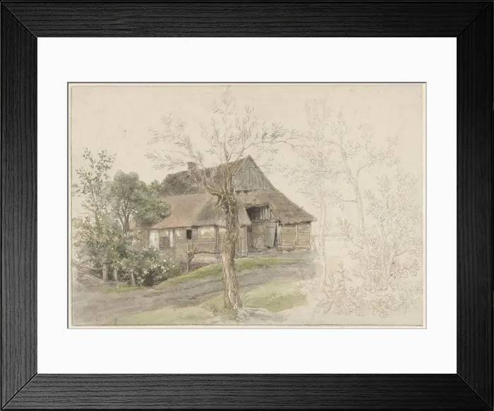 Framed Print : Farmhouse with trees in Delden, 1810. Creator: Jacob Ernst Marcus Framed Print : Farmhouse with trees in Delden, 1810. Creator: Jacob Ernst Marcus