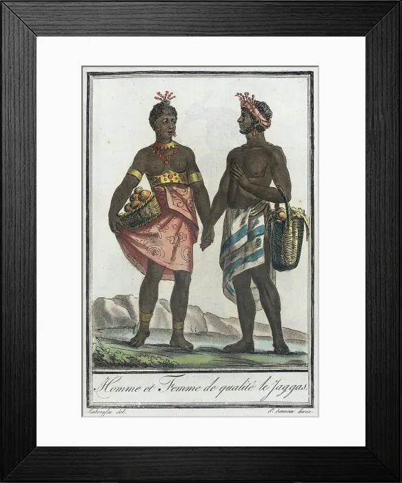 Framed Print : Costumes de Différents Pays, Homme et Femme de Qualité le Yaggas, c1797. Creators: Jacques Grasset de Saint-Sauveur, LF Labrousse Framed Print : Costumes de Différents Pays, Homme et Femme de Qualité le Yaggas, c1797. Creators: Jacques Grasset de Saint-Sauveur, LF Labrousse