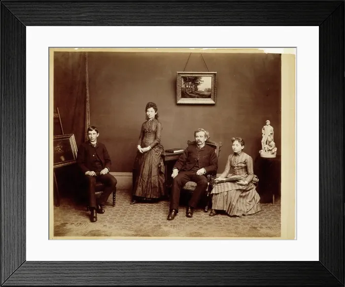 Framed Print : Self-Portrait with son Ashley and daughters Harriet and Nellie, c.1887. Creator: Henry Hamilton Bennett Framed Print : Self-Portrait with son Ashley and daughters Harriet and Nellie, c.1887. Creator: Henry Hamilton Bennett