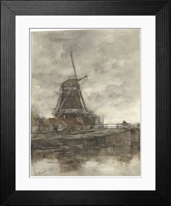 Framed Print : Mill and the bridge at the North-West-Buitensingel in The Hague, 1877. Creator: Jacob Henricus Maris Framed Print : Mill and the bridge at the North-West-Buitensingel in The Hague, 1877. Creator: Jacob Henricus Maris